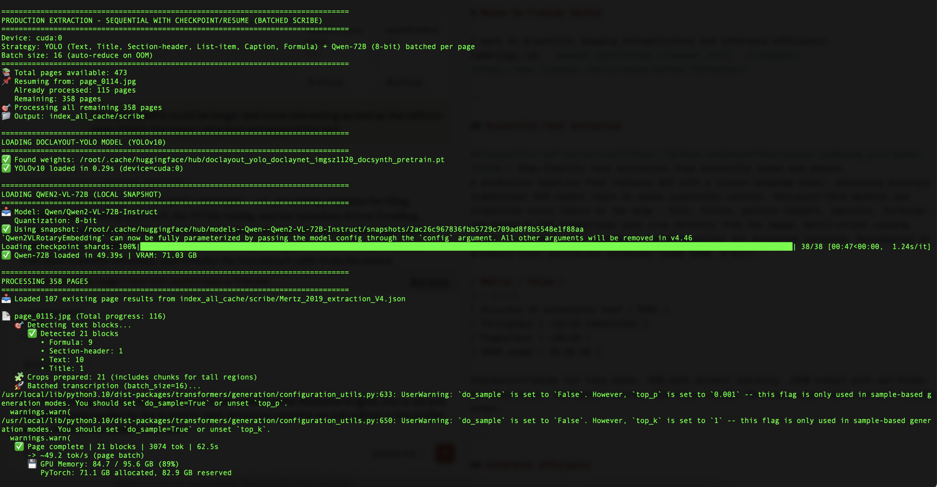Pipeline running — checkpoint resume and model loading